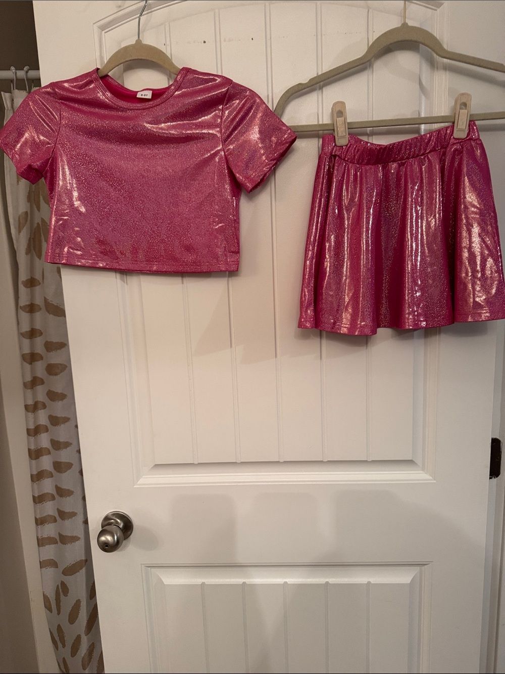 SHEIN Sparkling Hot Pink Girls Two-Piece Set